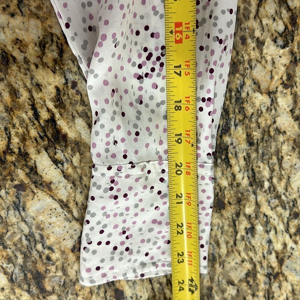 Donna Karan Silk Polka Dot Button Closure Long Sleeve Blouse Size M - Picture 11 of 12